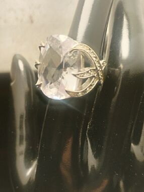 Vintage NV Nevada Silver Mine BIG CZ Claw Ring Size Adj. Size 7 To 8 Fits Easily